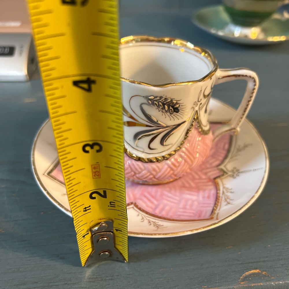 Vintage Ceramiche Ernestine Pink and Gold Teacup Set